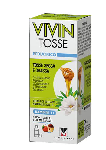 VIVIN TOSSE PEDIATRICO SCIROPPO PER TOSSE SECCA E GRASSA GUSTO FRAGOLA E CREME CARAMEL 150 ML - Farmacia Sant Anna SAS del Dott. Mariani Federigo