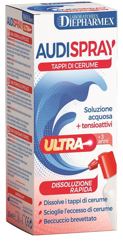 AUDISPRAY ULTRA +3 ANNI SOLUZIONE ACQUOSA + TENSIOATTIVI SPRAY TAPPI DI CERUME 20 ML - Farmacia Sant Anna SAS del Dott. Mariani Federigo