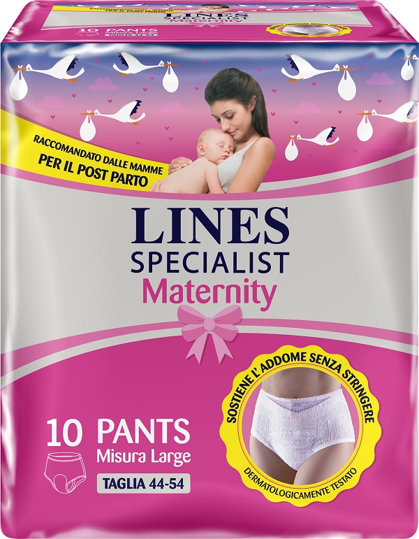 LINES SPECIALIST MATERNITY MUTANDINA ASSORBENTE PER PERDITE POST PARTO MISURA LARGE 10 PEZZI - Farmacia Sant Anna SAS del Dott. Mariani Federigo