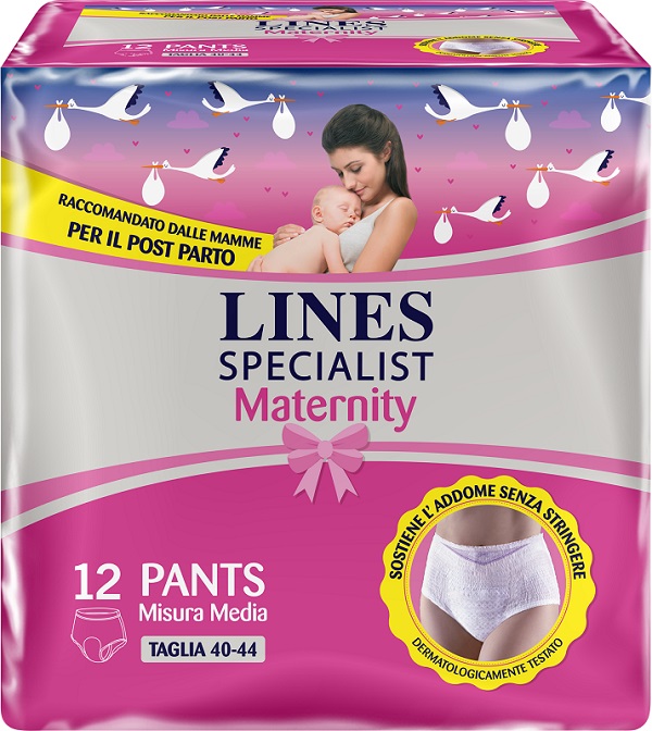 LINES SPECIALIST MATERNITY MUTANDINA ASSORBENTE PER PERDITE POST PARTO MISURA MEDIUM 12 PEZZI - Farmacia Sant Anna SAS del Dott. Mariani Federigo