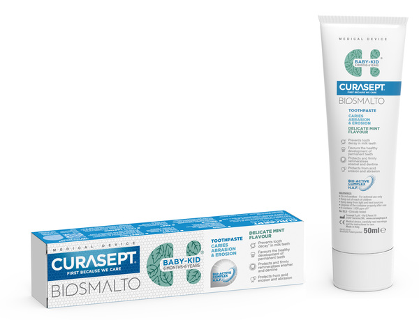 CURASEPT BIOSMALTO DENTIFRICIO BABY KID MENTA CARIE ABRASIONE & EROSIONE 50 ML - Farmacia Sant Anna SAS del Dott. Mariani Federigo
