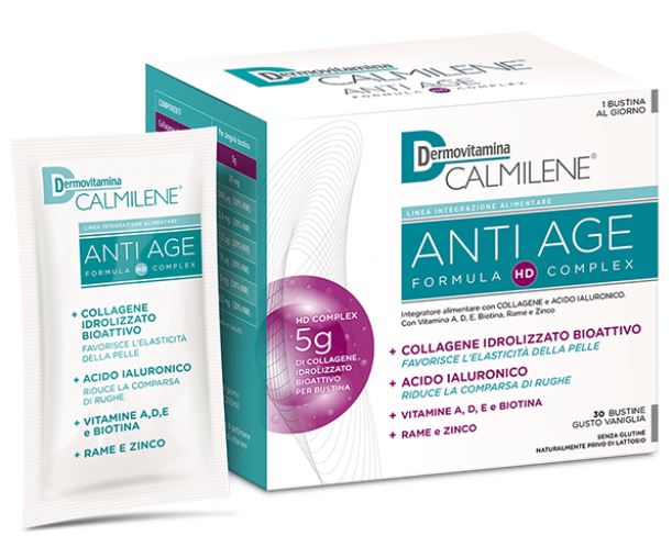 DERMOVITAMINA CALMILENE ANTIAGE IA A BASE DI COLLAGENE E ACIDO IALURONICO POLVERE 30 BUSTINE GUSTO VANIGLIA - Farmacia Sant Anna SAS del Dott. Mariani Federigo