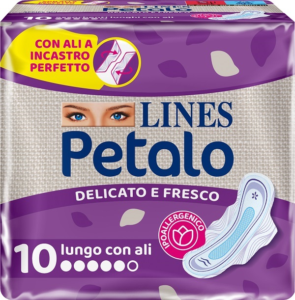 LINES PETALO BLU ASSORBENTE LUNGO CON ALI 10 PEZZI - Farmacia Sant Anna SAS del Dott. Mariani Federigo