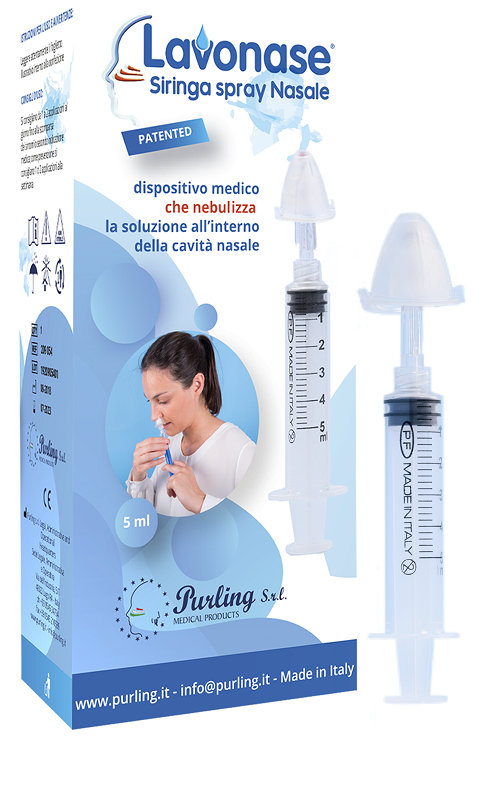 LAVONASE SIRINGA SPRAY NASALE NON STERILE 5 ML LUER-LOCK CON CAPPUCCIO + UGELLO NASALE CON RACCORDO LUER-LOCK + PERFORATORE CON VALVOLA NON RITORNO CON TAPPO - Farmacia Sant Anna SAS del Dott. Mariani Federigo