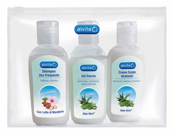 ALVITA KIT VIAGGIO BODY CARE 1 GEL DOCCIA ALOE VERA 75 ML + 1 CREMA CORPO IDRATANTE ALOE 75 ML + 1 SHAMPOO USO FREQUENTE 75 ML - Farmacia Sant Anna SAS del Dott. Mariani Federigo
