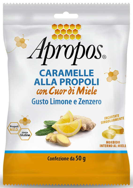 APROPOS CARAMELLE DURE LIMONE/ZENZERO CUOR DI MIELE 50 G - Farmacia Sant Anna SAS del Dott. Mariani Federigo