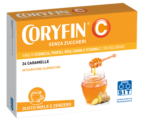 CORYFIN C SENZA ZUCCHERO MIELE ZENZERO 24 CARAMELLE - Farmacia Sant Anna SAS del Dott. Mariani Federigo