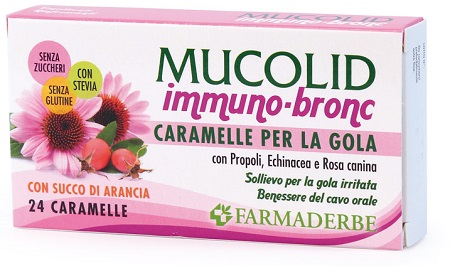 MUCOLID BRONC IMMUNO 24 CARAMELLE GUSTO ARANCIA - Farmacia Sant Anna SAS del Dott. Mariani Federigo