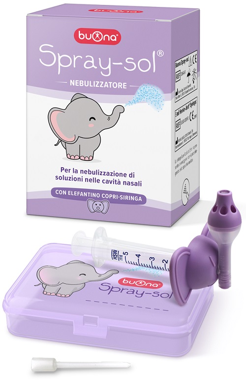 BUONA SPRAY-SOL NEBULIZZATORE SPRAY SOL + AGO CANNULA + SIRINGA LUER LOCK DA 5 ML + ELEFANTINO COPRI-SIRINGA + CONTENITORE - Farmacia Sant Anna SAS del Dott. Mariani Federigo