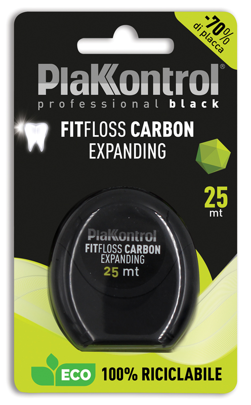 PLAKKONTROL PROFESSIONAL BLACK FITFLOSS CARBON EXPANDING FILO INTERDENTALE 25 METRI FRESH MINT - Farmacia Sant Anna SAS del Dott. Mariani Federigo