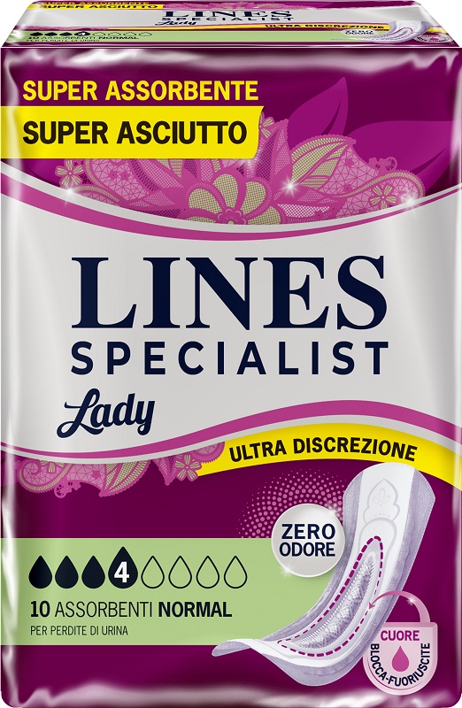 ASSORBENTI PER INCONTINENZA LINES SPECIALIST LADY NORMAL 10 PEZZI - Farmacia Sant Anna SAS del Dott. Mariani Federigo
