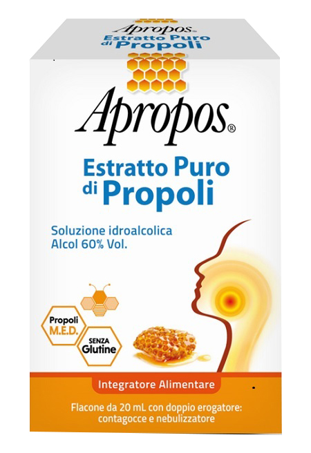 APROPOS ESTRATTO PURO DI PROPOLI SPRAY+CONTAGOCCE 20 ML - Farmacia Sant Anna SAS del Dott. Mariani Federigo