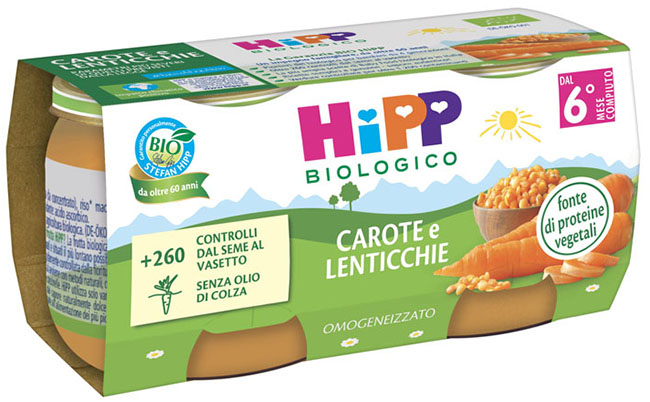 HIPP BIO OMOGENEIZZATO CAROTE/LENTICCHIE 2X80 G - Farmacia Sant Anna SAS del Dott. Mariani Federigo