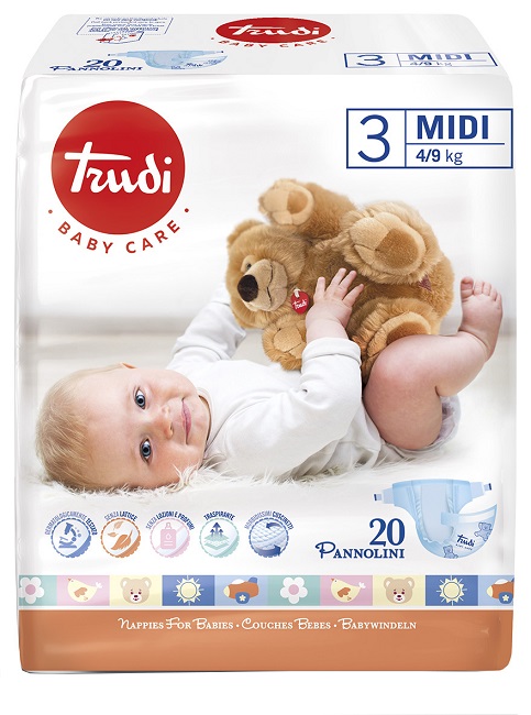 TRUDI BABY CARE PANNOLINO BAMBINI MIDI 4/9 KG 20 PEZZI - Farmacia Sant Anna SAS del Dott. Mariani Federigo