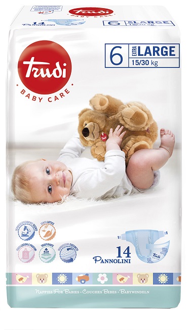TRUDI BABY CARE PANNOLINO BAMBINI EXTRALARGE 15/30 KG 14 PEZZI - Farmacia Sant Anna SAS del Dott. Mariani Federigo