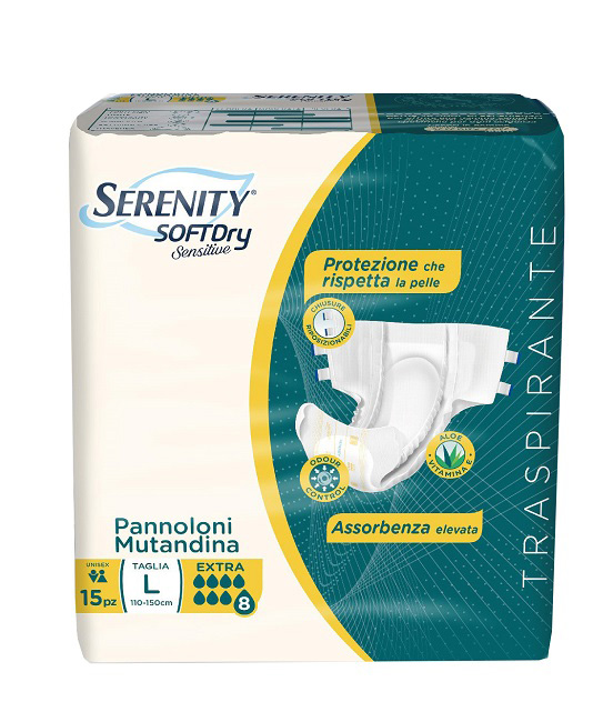 PANNOLONE MUTANDINA SERENITY SD SENSITIVE EXTRA L 15 PEZZI - Farmacia Sant Anna SAS del Dott. Mariani Federigo