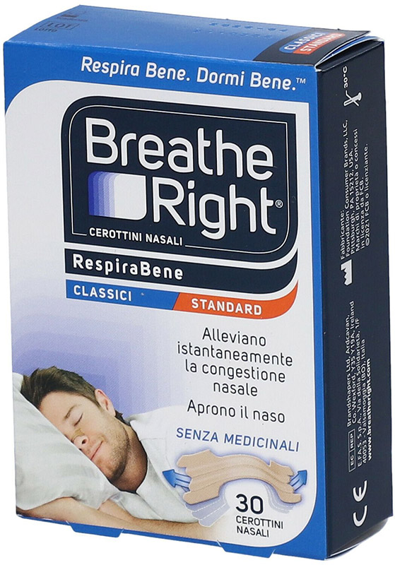 CEROTTI NASALI BREATHE RIGHT CLASSICI 30 PEZZI - Farmacia Sant Anna SAS del Dott. Mariani Federigo