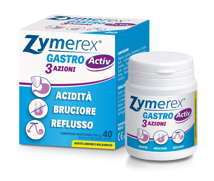 ZYMEREX GASTRO ACTIV 3 AZIONI 40 COMPRESSE MASTICABILI - Farmacia Sant Anna SAS del Dott. Mariani Federigo