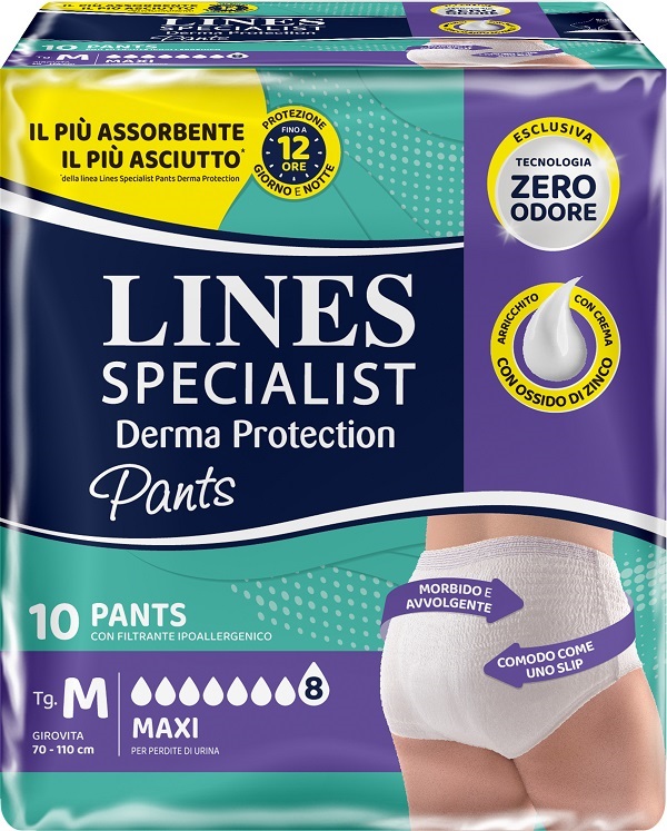 PANNOLONE PER INCONTINENZA LINES SPECIALIST DERMA PANTS MAXI M 10 PEZZI - Farmacia Sant Anna SAS del Dott. Mariani Federigo