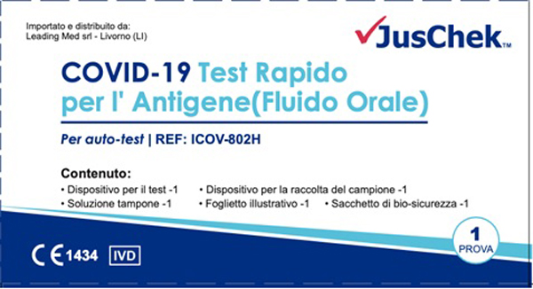TEST ANTIGENICO RAPIDO COVID-19 JUSCHEK AUTODIAGNOSTICO DETERMINAZIONE QUALITATIVA ANTIGENI SARS-COV-2 IN CAMPIONI SALIVARI MEDIANTE IMMUNOCROMATOGRAFIA - Farmacia Sant Anna SAS del Dott. Mariani Federigo