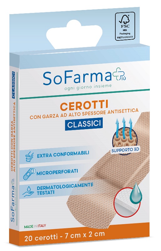 CEROTTO CLASSICO 7X2 CM 20 PEZZI SOFARMAPIU' - Farmacia Sant Anna SAS del Dott. Mariani Federigo