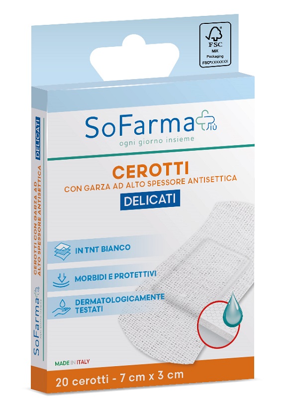 CEROTTO DELICATO 7X3 CM 20 PEZZI SOFARMAPIU' - Farmacia Sant Anna SAS del Dott. Mariani Federigo